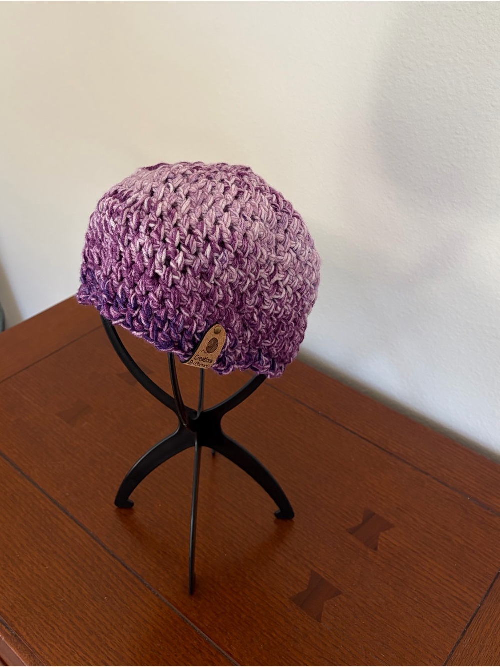 Hand Crafted Purple Ombre Crochet Beanie